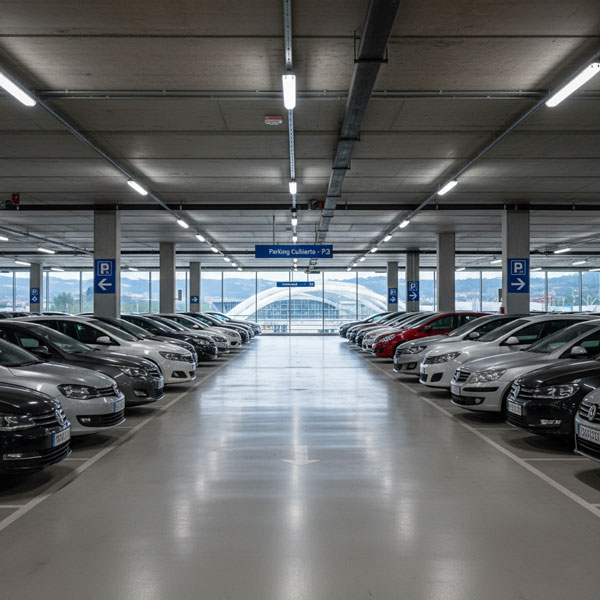 Guia-completa-para-elegir-el-mejor-parking-en-el-Aeropuerto-de-Bilbao Imagen de parking cubierto en el Aeropuerto de Bilbao